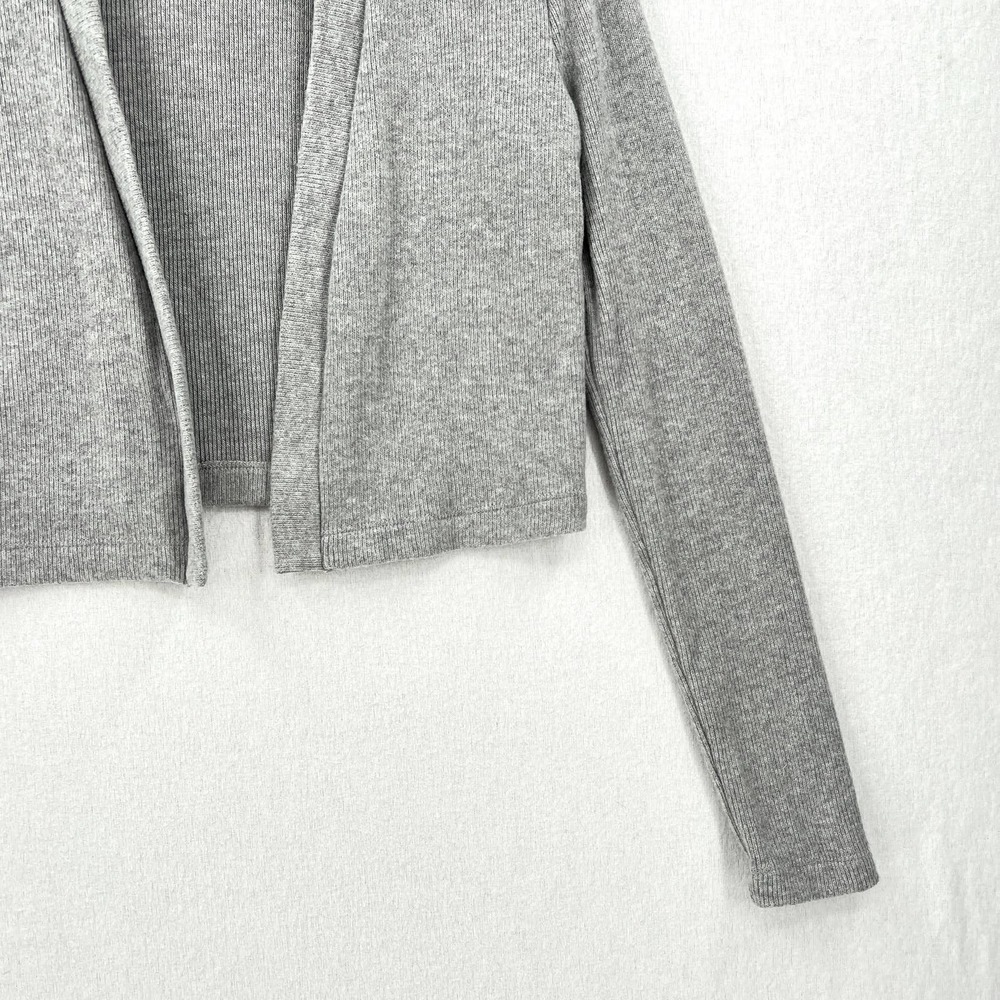 ENZA COSTA Sweater Womens Medium Gray Cropped Long Sleeve Open Cardigan NEW - Picture 5 of 9
